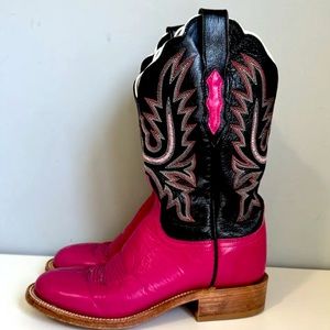 Lucchese 2000 pink and black cowboy boots
